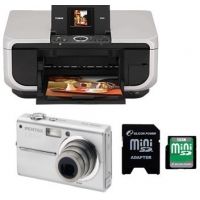 3-PC Fun Photography Gadget Lover Package - Pentax Optio T10 6.0 MP Digital Camera, Silicon Power 2GB Mini SD Card and Canon PIXMA Photo All-In-One Printer