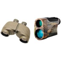 2-PC Wide Range Vision Military Gift Package - Steiner 10x50 Military/Marine Binoculars 210 and Nikon 1200 Team RealTree Laser Rangefinder 8359 Gold Laser1200
