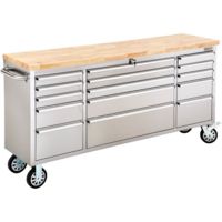 Grizzly Industrial Drawer Stainless Steel Industrial Cabinet w/Wood Top