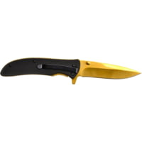 Guard Dog Security Guard Dog Knife Blk G10 Handle Gold Blade Folder 3.5" Blade!