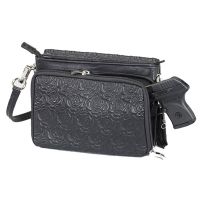 Gun Tote'n Mamas Concealed Carry Embroidered Lambskin Cross-Body Shoulder Bag,9x7x3.375in