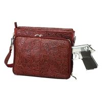 Gun Tote'n Mamas Concealed Carry Tooled American Cowhide Shoulder Bag,10.25x8in