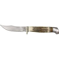 Hen &amp; Rooster Stag Damascus Bowie Fixed Blade Knife