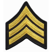 HERO'S PRIDE Medium 3in Gold/black Sergeant Chevrons W/ Merrowed Border