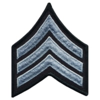 HERO'S PRIDE Medium 3in Gray/black Sergeant Chevrons W/ Merrowed Border