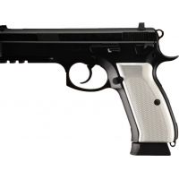 Hogue CZ-75 - CZ-85 Handgun Grip Checkered Aluminum - Brushed Gloss Clear Anodized 75175