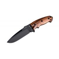 Hogue EX-F01 Fixed Knife - Drop Point Blade, A-2 Black Kote, Wood Scales, 10.5&quot; &amp; 12&quot; OAL