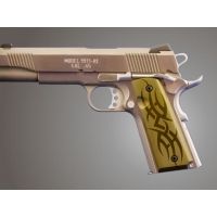 Hogue Govt. Handgun Grip Model Tribal Aluminum - Green Anodized 45111