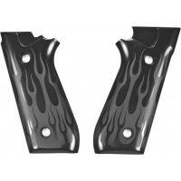 Hogue Taurus PT-99 PT-92 PT-100 PT-101 Handgun Grip With Decocker Flames Aluminum - Black Anodized 99130