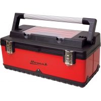 Homak 22.5in Red Metal/Black Plastic Hand Carry Tool Box w/ Aluminum Handle