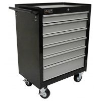 Homak 27in SE Series Rolling Cabinet w/ 6 Drawers, Black And Gray