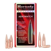 Hornady AEROMATCH .22 Caliber Rifle Bullets, 77 Grain, Boat Tail Hollow Point