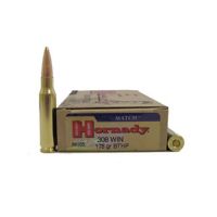 Hornady Match .308 Winchester 178 Grain Boat-Tail Hollow Point Match (BTHP Match) Centerfire Rifle Ammunition