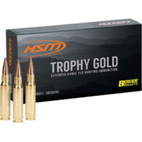 HSM Ammunition Trophy Gold .264 Winchester Magnum 130 Grain Jacketed Hollow Point Berger VLD Brass Cased Centerfire Rifle Ammunition