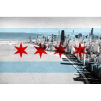 iCanvas Chicago Skyline Chicago Flag Canvas Print