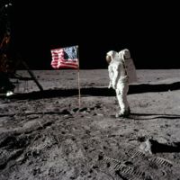 iCanvas Neil Armstrong Placing American Flag on the Moon by NASA - Canvas Print
