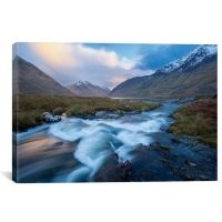 iCanvas Winter Sunset, Glencullen River, County Mayo, Connacht Province, Republic Of Ireland by Gareth McCormack Canvas Print