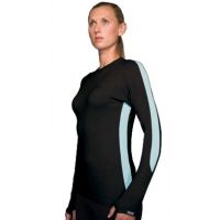 Icebreaker Olympia Crew Long Sleeve - Women's-Black/Snow-X-Small