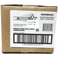 Independence Ammo Independence Ammunition .45 Auto 230 Grain Full Metal Jacket Brass Cased Centerfire Pistol Ammunition
