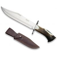 Joker Knives Bowie Knife w/ Stag Horn Handle - 15in Overall Length
