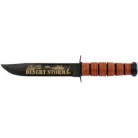 KA-BAR Knives USMC Desert Storm Commemorative Fixed Blade Knife w/ Leather Sheath