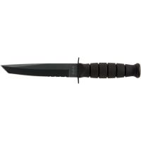 KA-BAR Knives Short Tanto Serrated Knife w/ Hard Sheath, Black, Clampack
