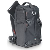 Kata 3-in-1 Sling Backpack for a DSLR with mid-range zoom lens attached, 3-4 extra lenses, accessories and netbook