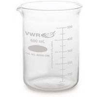Kimble/Kontes Griffin Low-Form Beakers with Double-Capacity Scale, Borosilicate Glass VW14000 600, Pack of 6