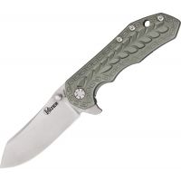 Kizer Cutlery Titanium Framelock Knife w/ gGeen/Gray Titanium Handle
