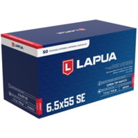 Lapua Scenar 6.5x55mm Swedish 108 grain Scenar Open Tip Match Brass Cased Centerfire Rifle Ammunition