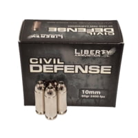 Liberty Ammunition Civil Defense 10mm Auto 60 Grain Fragmenting Hollow Point Brass Cased Centerfire Pistol Ammunition