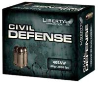 Liberty Ammunition Civil Defense .40 S&amp;W 60 Grain Hollow Point Brass Cased Centerfire Pistol Ammunition