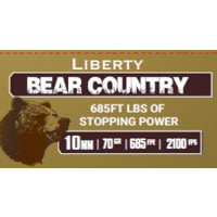 Liberty Ammunition Bear Country 10mm Auto 70 grain Hollow Point Brass Cased Pistol Ammunition