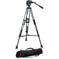 Manfrotto 546BK Tripod KIT with HD519 Video Head and MBAG100PN Tripod Case