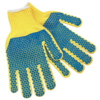 MCR Safety 7 Gauge Work GLove, DuPont Kevlar Outside/Cotton Inside, PVC Blocks 2 Sides, Regular Weight