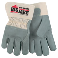 MCR Safety Big Jake Premium A+ Side Leather Palm Work Gloves w/2.75 Inch Safety Cuff &amp; 3/4 Leather Back - Men's