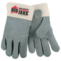 MCR Safety Big Jake Premium A+ Side Leather Palm Work Gloves w/2.75 Inch Safety Cuff &amp; Full Leather Back - Men's