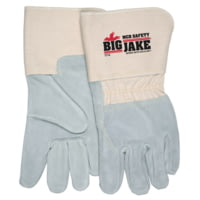 MCR Safety Big Jake Premium A+ Side Leather Palm Work Gloves w/4.5 Inch Safety Cuff &amp; 3/4 Leather Back - Men's