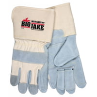 MCR Safety Big Jake Premium A+ Side Leather Palm Work Gloves w/4.5 Inch Safety Cuff &amp; Double Palm and Fingers - Men's