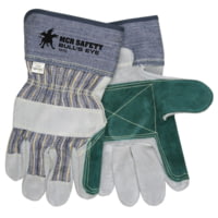 MCR Safety Bulls Eye 'A' Side Split Leather Double Palm Work Gloves, 2.75in Rubberized Safety Cuff, Sewn with DuPont Kevlar
