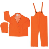 MCR Safety Classic Plus Series 3 Piece Waterproof Rain Suit, .35mm PVC/Poly, Corduroy Collar, Detachable Hood and Bib Pants