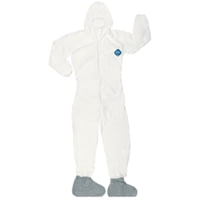 MCR Safety DuPont Tyvek Coverall, Zipper Front, Elastic Sleeves and Ankles, Hood &amp; Boots