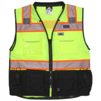 MCR Safety Hi Vis Reflective Safety Vest, ANSI 107 Type R Class 2, 3in Silver Reflective, Zipper Front Closure, Back Plan Pocket, Solid Front Mesh Back
