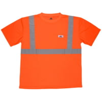 MCR Safety Hi Vis Safety Work T-Shirts, Soft Poly Birdseye Mesh, Short Sleeve and Tagless Design, ANSI 107 Type R Class 2