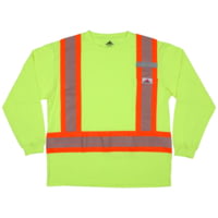 MCR Safety Hi Vis Safety Work T-Shirts, Soft Poly Jersey Knit, Long Sleeve and Tagless Design, ANSI 107 Type O Class 1, Fluorescent Lime - Men's