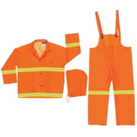 MCR Safety Luminator Series Reflective 3 Piece Waterproof Rain Suit, .35mm PVC/Poly