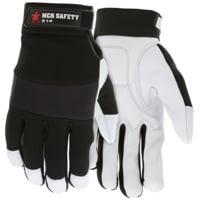 MCR Safety Mechanics Gloves Goatskin Padded Palm, Neoprene Knuckle Strap Spandex Back with Adjustable Hook and Loop Wrist Closure