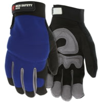 MCR Safety Mechanics Gloves, Synthetic Leather Palm, Adjustable Hook and Loop Wrist Closure