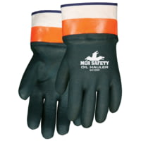 MCR Safety Oil Hauler Double Dipped PVC Work Gloves, Soft Jersey Lining, Protective Safety Cuff