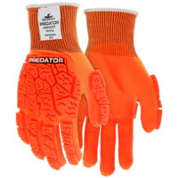 MCR Safety Predator Mechanics Hi-Vis Impact Resistant Work Gloves, Tire Tread TPR on Back, Fingers, and Thumb, Breathable Nitrile Palm adds Wet and Dry Grip